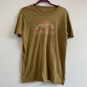 Aerie T Shirt Women XS Tan Wish You Were Here Graphic Oversized Boyfriend Casual